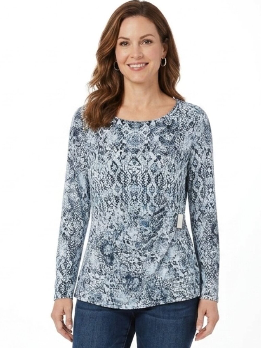 Calvin Klein Pull on Animal Print Faux Wrap Stretch Top- Sz. Med